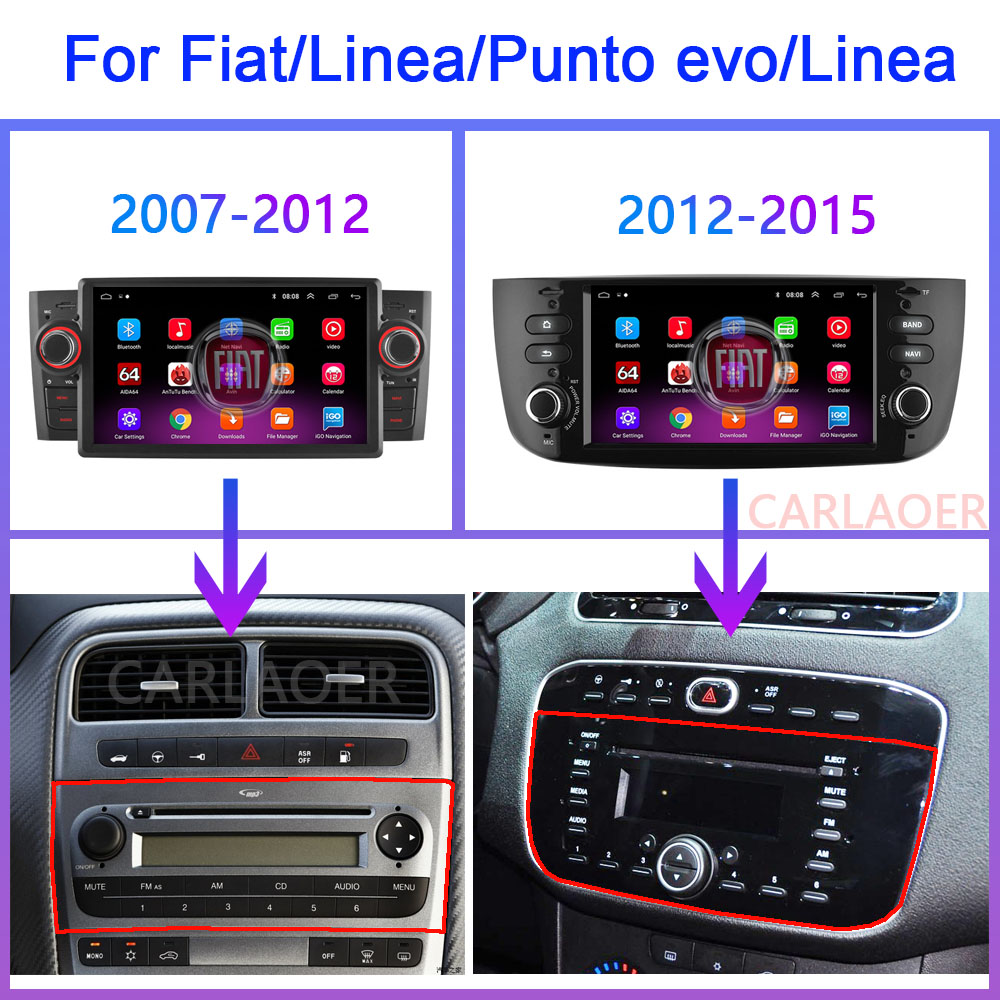 Car Android For Fiat Linea Punto EVO 2012 2013 2014 2015 Grande Linea 2007-12 Auto Radio Stereo GPS Navigation Multimedia Player