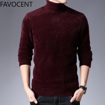 New Winter Sweater Turtleneck Men Sweaters Thick Wool Knitted Male Pullovers Fashion Casual Men Knitwear Imitation Mink Sweater