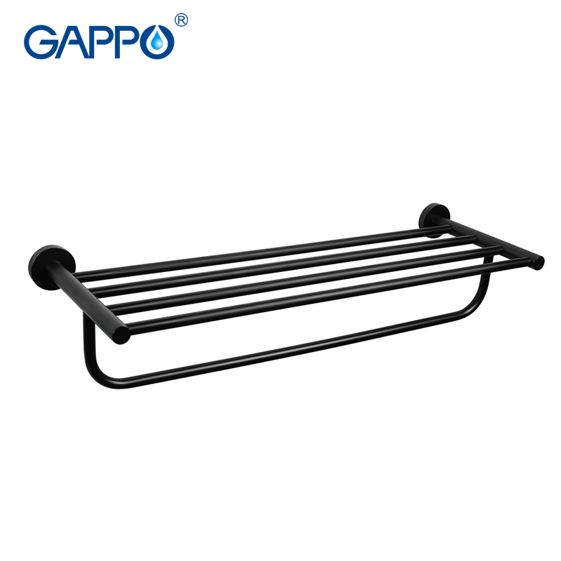 GAPPO black Towel rack stainless steel bathroom towel holder hanger rod bath hardware accessories wall mounted bath racks porte