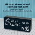 APP Smart School Time Alarm Clock Weather WIFI World Time Weather Forecast Temperature Hygrometer Desktop Clocks Table Decor