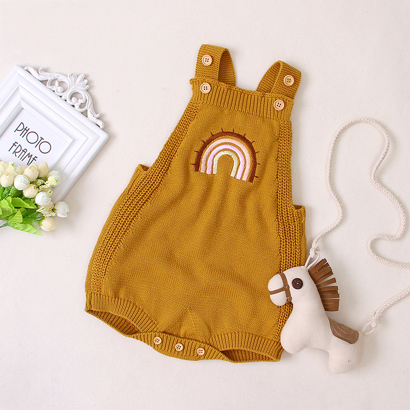 Summer Newborn Baby Rompers Rainbow Knitted Baby Clothes Sleeveless Kids Infant Jumpsuit Baby Boy Girl Clothes Toddler Clothing