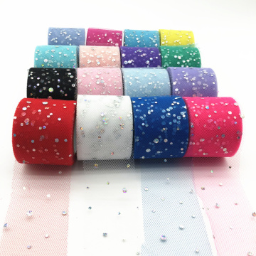25 Yards/roll 6.5 Cm Glitter Sequin Tulle Roll Wedding Decoration Tulle Fabric Tutu Dress DIY Organza Baby Shower Party Supplies