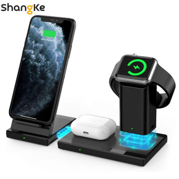 Wireless charger 3 in 1 Qi fast charging station for Apple iWatch AirPods Pro, wireless charging stand compatible with iPhone 11