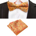Hot Sale Formal Commercial Wedding Butterfly Cravat Bowtie Red Male Marriage Bow Ties Pocket Square Handkerchief Set for Men