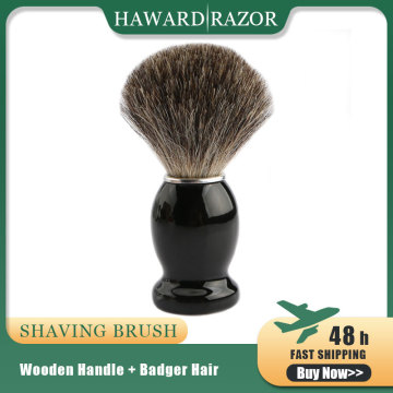 Black Wooden Handle Shaving Brush 100% Pure Badger Shaving Brush For Men's Home Personal Facial Care