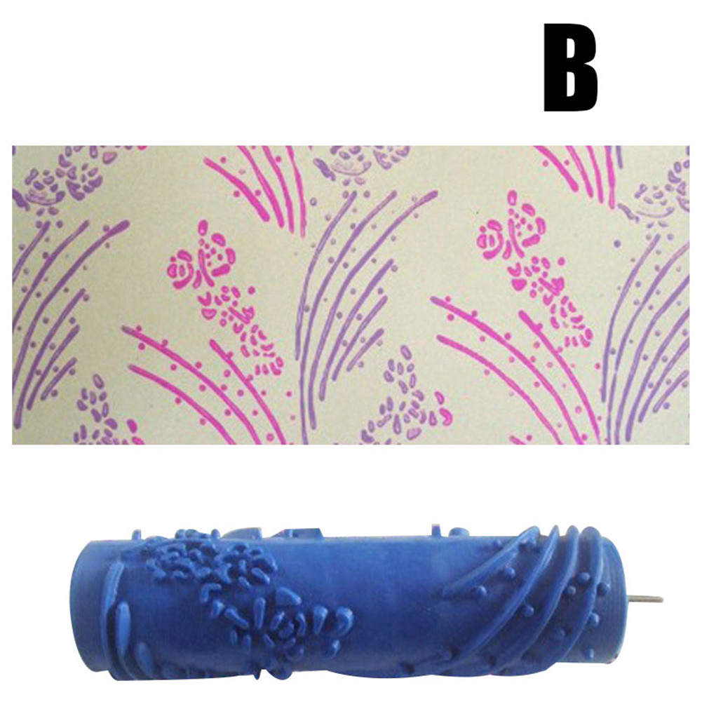 7 Inch Rubber Printing Pattern Roller Wall Paint Rubber Roller Embossed Flower Pattern DIY Sleeve Decorative Texture JA55