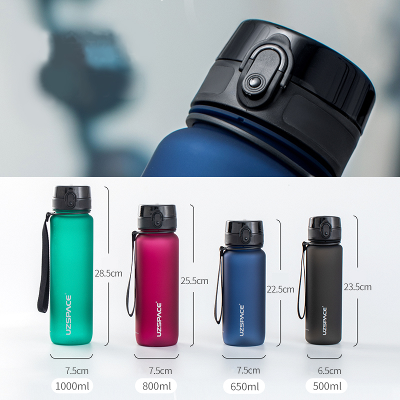 UZSPACE Water Bottle High cost performance Portable Leak-proof Outdoor Tour Sport shaker Drink Tritan Plastic Bottle 500/1000ml