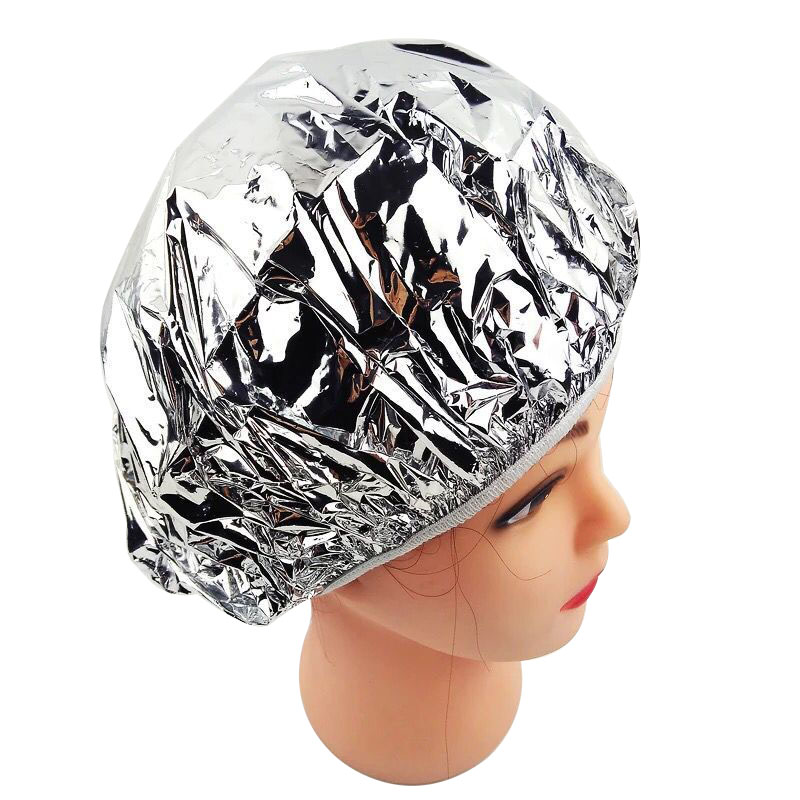 2/1Pcs Shower Cap Heat Aluminum Foil Waterproof Ultra-thin Bath Hoods Nourishing Dry Disposable Foil Hat Elastic Bathing Cap