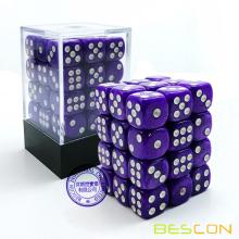 Bescon 12mm 6 Sided Dice 36 in Brick Box, 12mm Six Sided Die (36) Block of Dice, Marble Purple