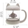 Cute Cat Tea Coffee Cup Infuser Glass Mug Teapot Teabags Mugs Couples Cups With Tea Strainer Filter Kitchen Tools