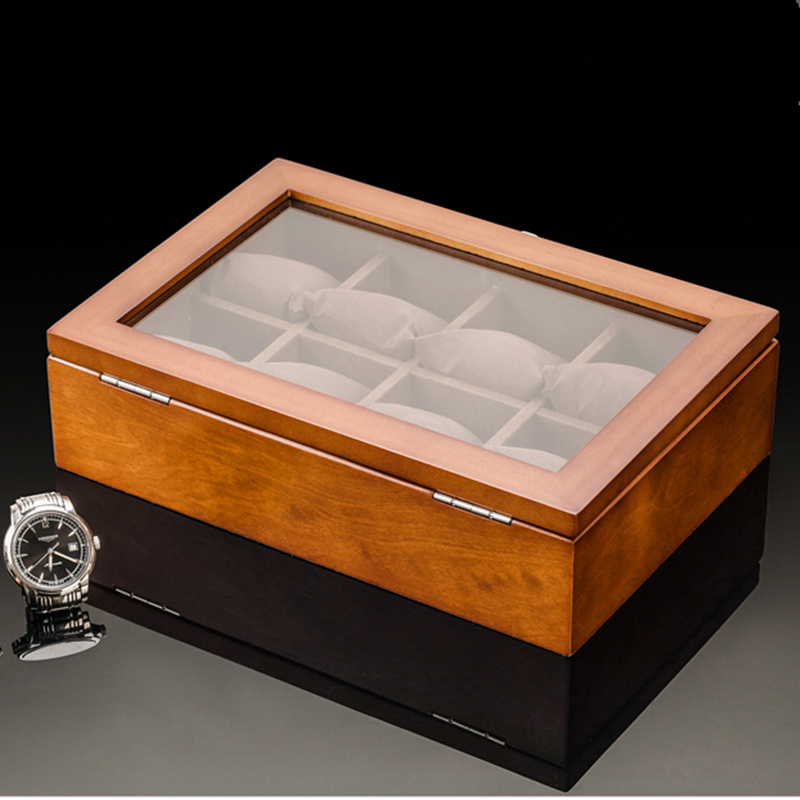 Top 8 Slots Wooden Watch Boxes Fashion Black Watch Storage Case With Lock Watch Display Gift Box Jewelry Gift Cases W033