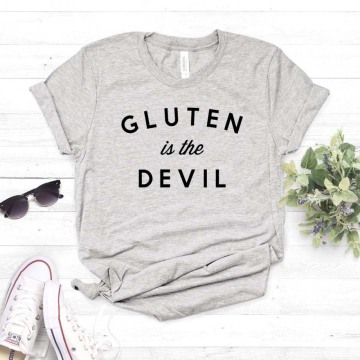 Gluten Is The Devil Print Women tshirt Cotton Casual Funny t shirt For Yong Lady Girl Top Tee Hipster Drop Ship NA-365