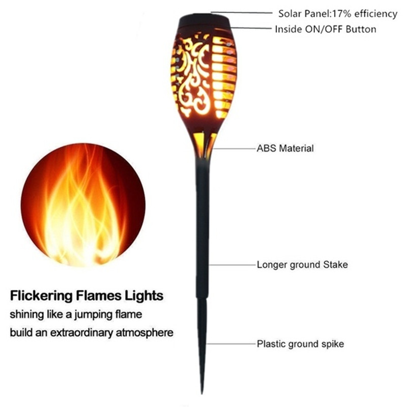 6Pcs 12LED Solar Lights Garden Flickering Flame Torch Path Light Dancing Flame Lighting Dusk to Dawn Torches Waterproof Lamp