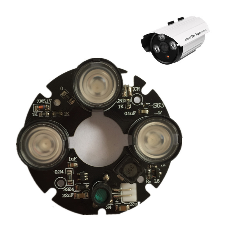 MOOL 3 array IR led Spot Light Infrared 3x IR LED board for CCTV cameras night vision (53mm diameter)