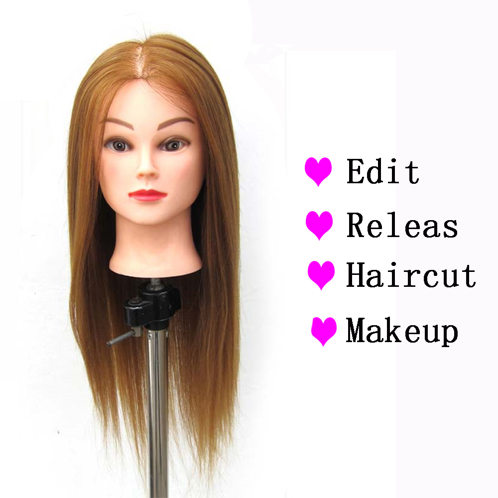 Training Head With Straight Synthetic Hair High Temperature Fiber Professional Bride Hairdressing Mannequin Head Dolls