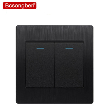Bcsongben Luxurious Switch Interrupteur black Push Buttons light switch 2 Gang 1 Way Wall switch Black wire drawing process