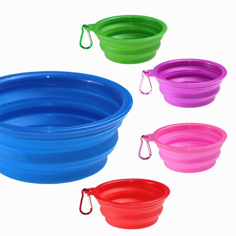 New Hot Sale Portable Dog Feeding Bowl Silicone Folding Pet Water Food Container Travel Camping Pet Dog Bowls Pet Accessories