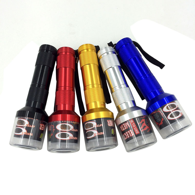 Flashlight Electric Herb Grinder Filter Screen Metal Alumium Alloy Smoking Accessories Tobacco Crusher Handheld Chopper