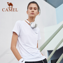 CAMEL New Men Women Outdoor Cotton T-shirt Short Sleeve Casual Summer Soft Breathable Running Hiking Sports Shirt O-neck Tops