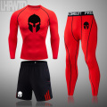 3pcs/Set Men's Workout Sports Suit Gym Fitness Compression Spartan Clothes Running Jogging Sport Wear Exercise Workout Sets