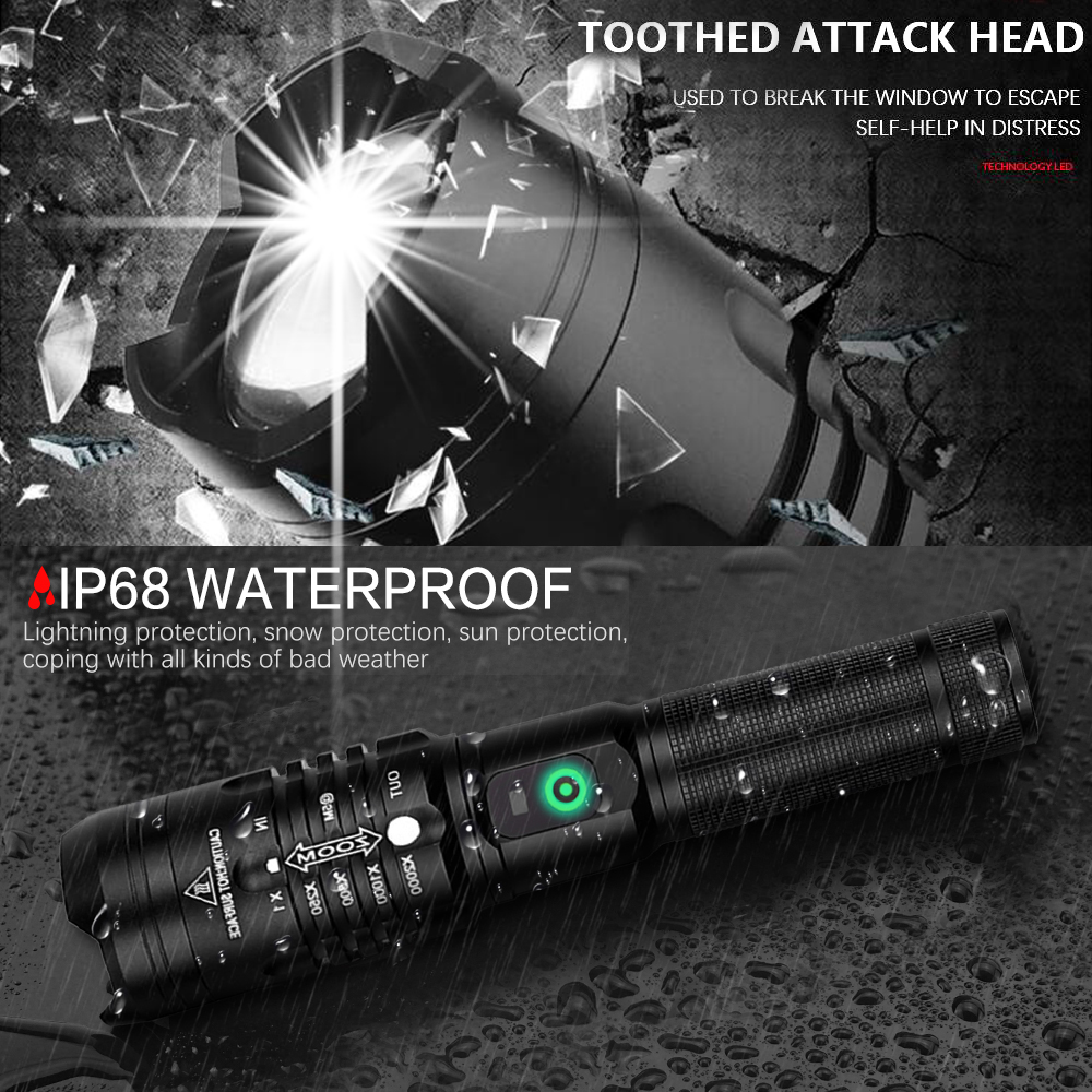 XHP90.2 Brightest Led Flashlight P90 Zoom Flashlights Torch Lantern Use 18650 26650 Battery XHP50.2 XHP70.2 Flash Light