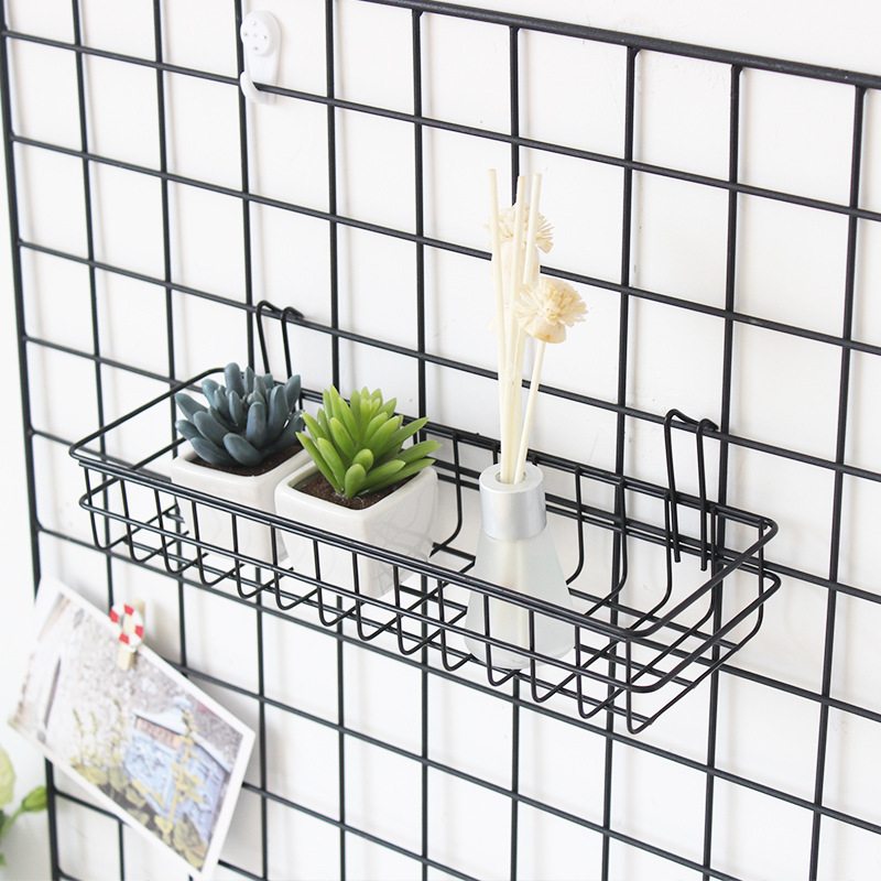 40CM Scandinavian Minimalist Grid Hanging Basket Storage Basket Iron Art Iron Wire Wall-mounted Basket Dormitory Storage Bask