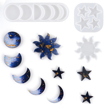 1pc Silicone Mold Crystal Epoxy Resin Star Mold Coaster Moon Phase Mold for DIY Clay Casting Mold Crafts Home Decoration