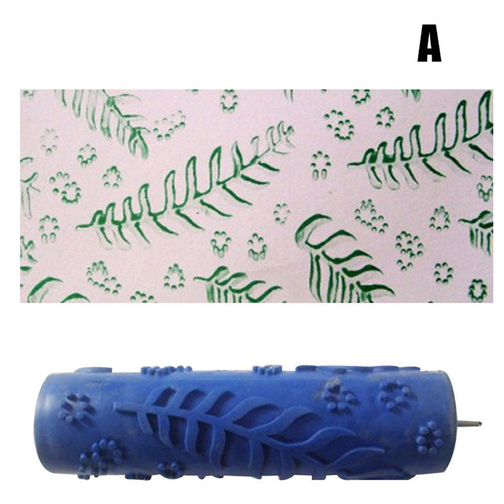 7 Inch Rubber Printing Pattern Roller Wall Paint Rubber Roller Embossed Flower Pattern DIY Sleeve Decorative Texture JA55