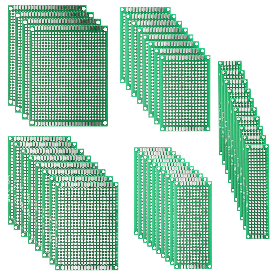 40PCs PCB Double-sided Prototyping PCBs Circuit Boards Kit, 5 Size Universal untraced perforated printed circuits boards