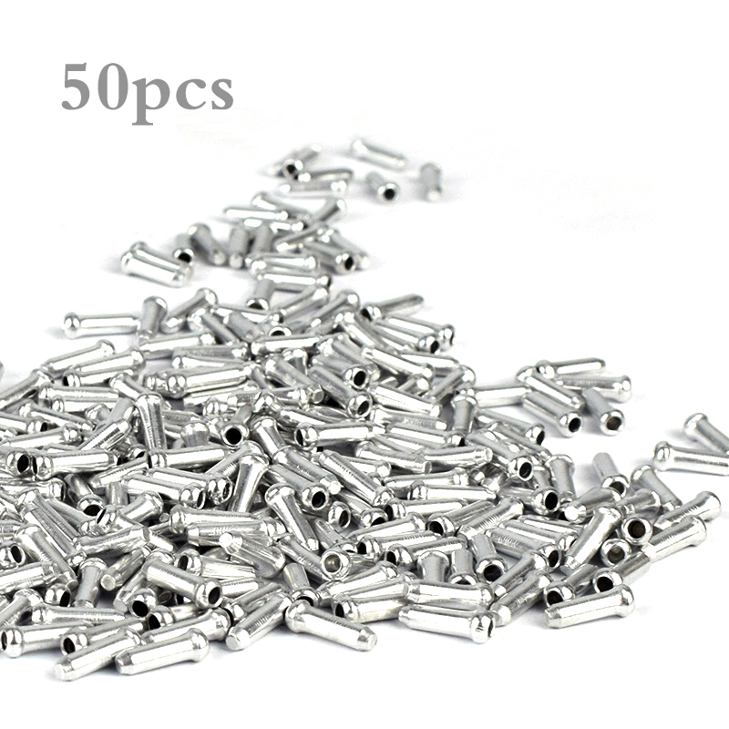 50pcs MTB Bike Brake Shifter Aluminum Inner Cable Tips Crimps Cycle Cycling Part Shift Cables End Caps Bicycle Accessories