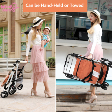 Infant Shining Four Wheels Stroller Newborn Baby Stroller Luxury Umbrella High Landscape Stroller Folding Trolley Baby Pram
