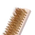 Copper Wire Brass Briste Wood Handle Wire Scratch Brush 208mm For Metal Cleaning