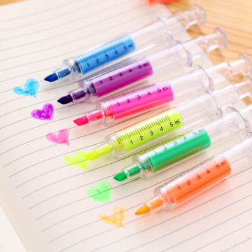 6 PCS Lovely Kawaii Fluorescent Simulation Syringe Watercolor Pens Highlighters Marker Pen Korean Stationery School Supplies