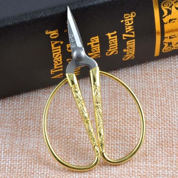 Golden Vintage Style Sewing Scissors Stainless Steel Abrasion Resistance Tailor's Scissors Sewing Fabric Scissors CP0710