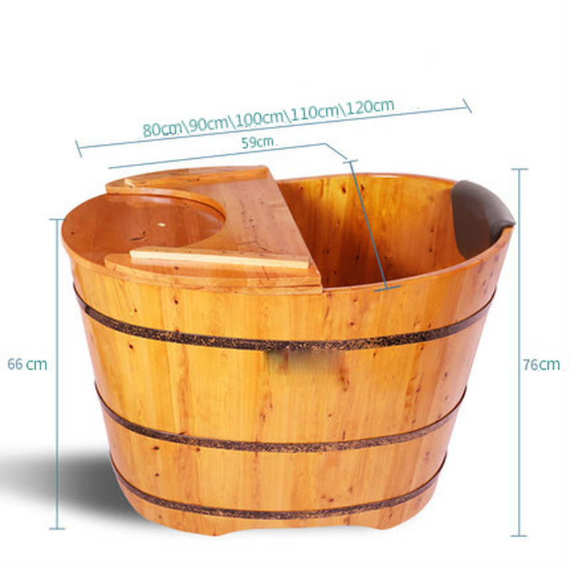 High Quality Bathtub Cask Adult Barrel Bath Tub Solid Wood Small Bathroom Tub Wooden Bath Household Barrel Tub