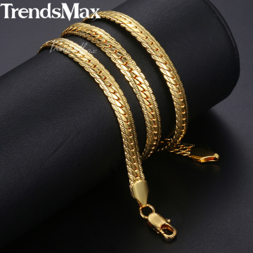 Trendsmax Men's Necklace Gold Snake Link Chain Necklace For Men Fashion Male Jewelry 2018 Wholesale Dropshipping Gift 6mm KGN399