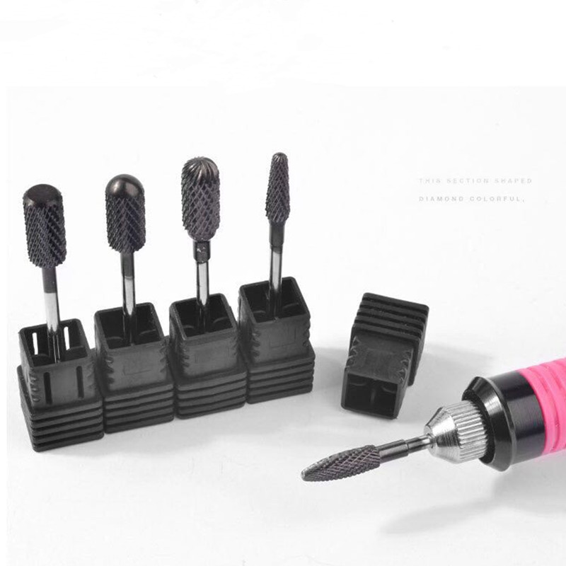 Black Tungsten steel Nail Drill Bits Professional Milling Cutters For Manicure Millers Nail Remover Polishing Accessories