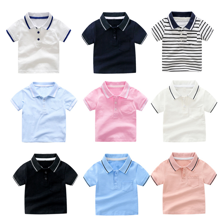 Summer Kids Polo Shirt Boys Short Sleeve Lapel Polos Clothes for Girls Cotton Print Breathable Kids Polo Shirt Children Tops