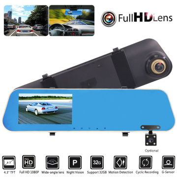 Full HD 1080p Dash Cam Car DVR Reverse Camera Auto 4.3 Inch Car Rear View Camera Mirror Digital Video Recorder Dual Lens