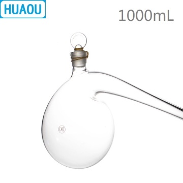 HUAOU 1000mL Retort with Ground - in Glass Stopper 1L Borosilicate 3.3 Glass Distillation Distilling Flask Laboratory Chemistry