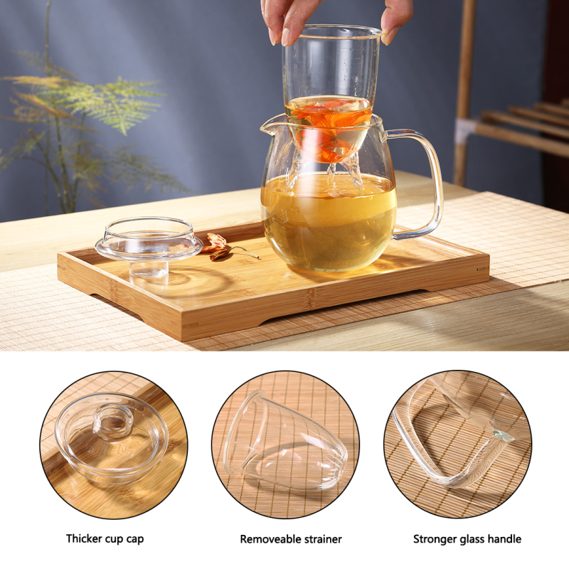 Large Jug Glass Water Kettle Tea Pot My Water Pots For Flower Coffee With Handle Boiling Cold Drinkware 600ml 1200ml