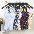 SISHION Cherry Floral Bustier Bralette Crop Top Summer Women Tank Top Cotton Short Vest Sexy Camis Women Tops Cropped VT0009