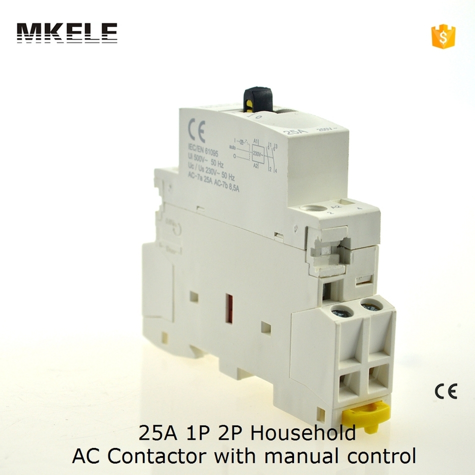 MKWCT-25M 2P 25A 220V/230V 50/60HZ Din rail Household ac contactor 2NO with manual control