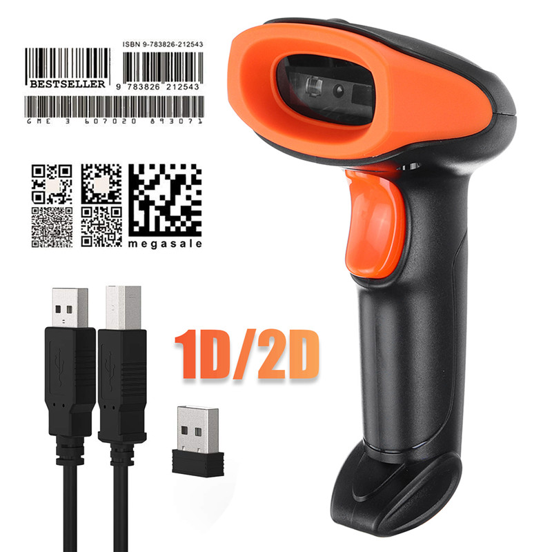 2.4G 1D/2D Barcode Scanner Portable USB Wireless Handheld Laser Light Scanner For Supermarket Store Win XP/7/8/10 laptop PC POS