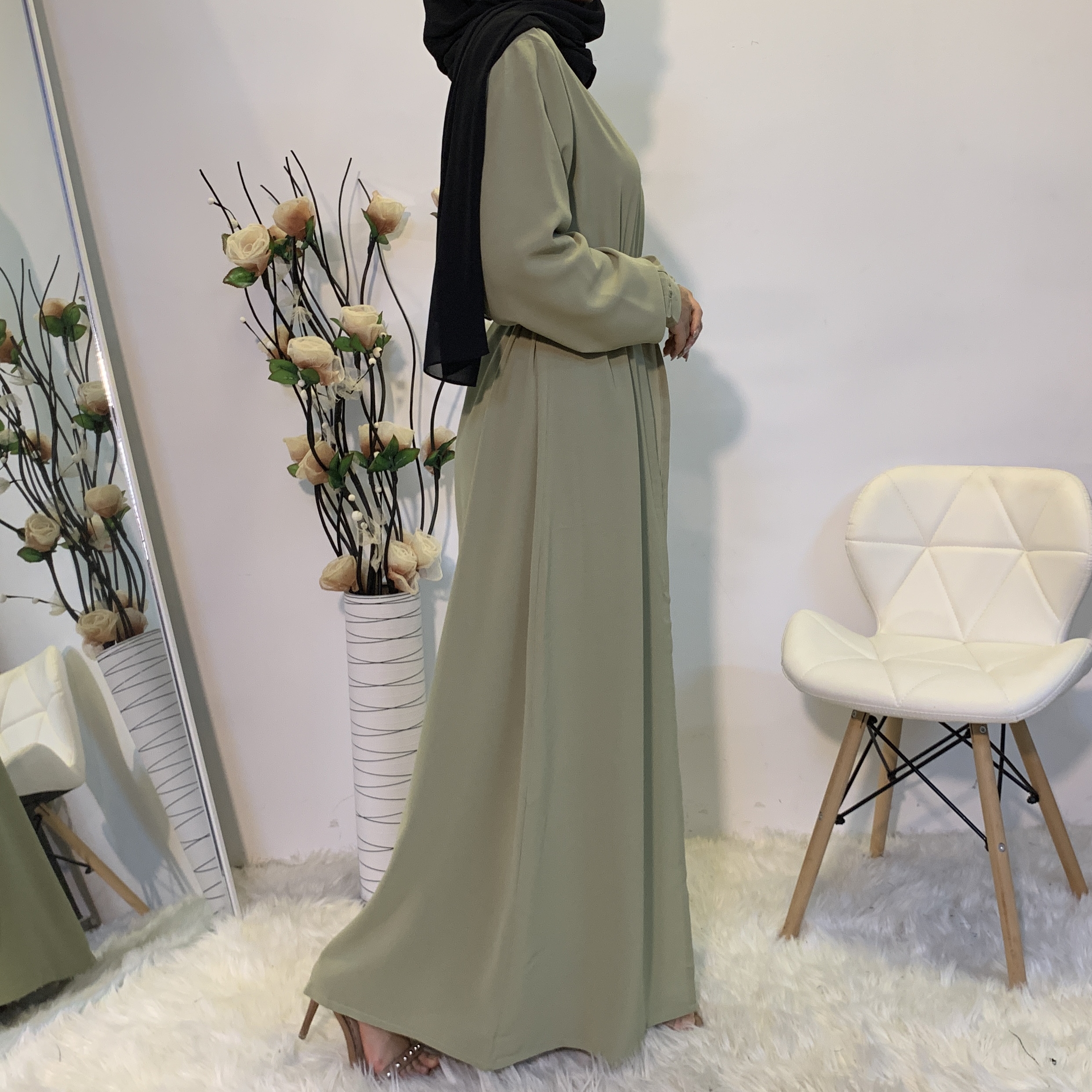 Latest Plain Simple Design Islamic Clothing Kimono Cardigan Muslim Women Dubai Abaya Dubai Middle East Fashion Style