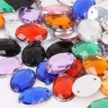 50pcs 10*14mm Crystal Flatback Rhinestones Oval Acrylic Beads Sew On Strass Crystal Stones For DIY Craft Clothes Decoration