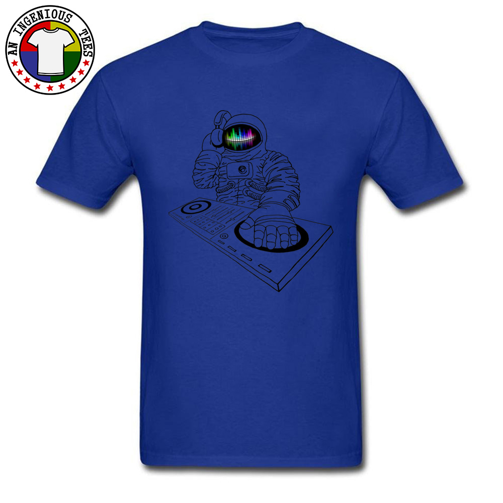 Astronaut Disc DJ Rock Music T-Shirts Funky Mens Tees 100% Cotton Fabric Breathable Tshirt Sound Led Drop Shipping