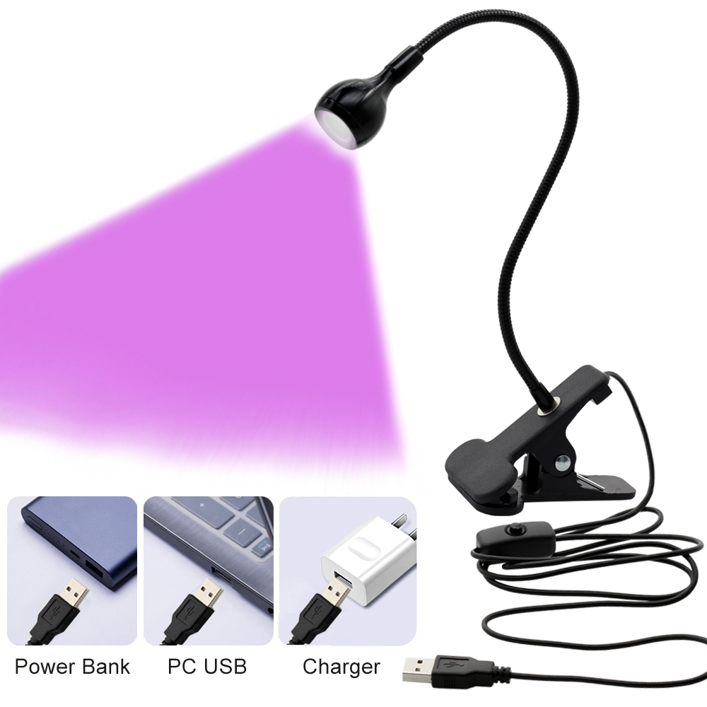 LED Ultraviolet Lights Desk Lamp USB Mini UV Gel Curing Light Nail Dryer for DIY Nail Art for Cash Medical Product Detector