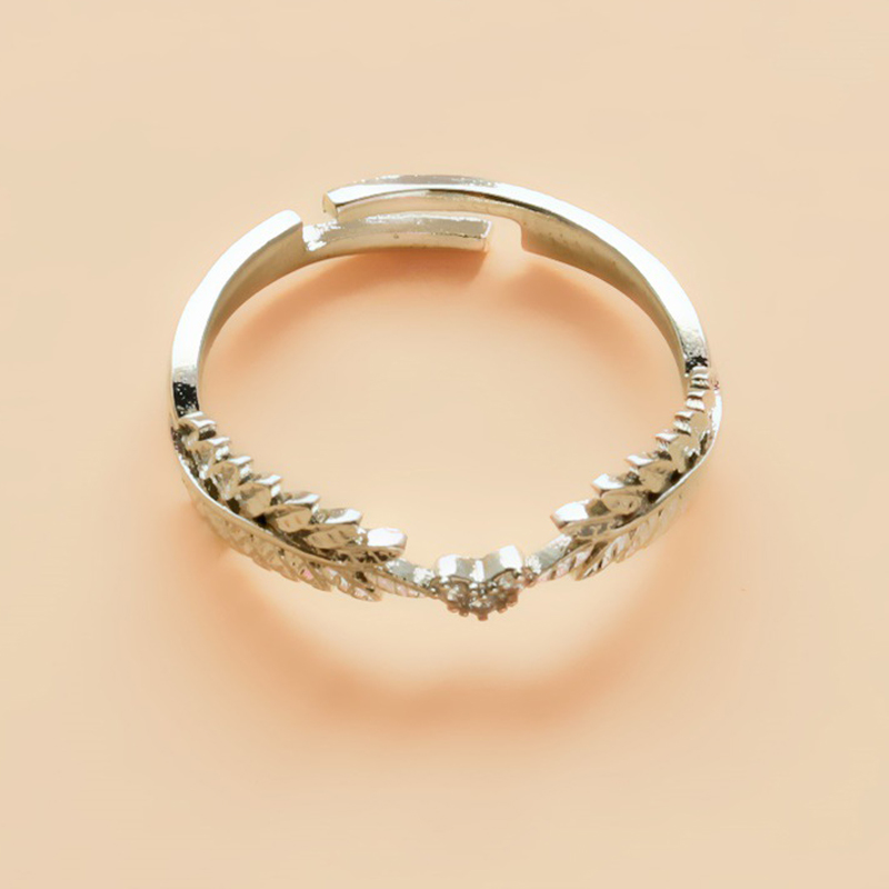 Fresh Sweet Leaf Adjustable Ring Female Light Luxury Olive Branch Finger Ring J55