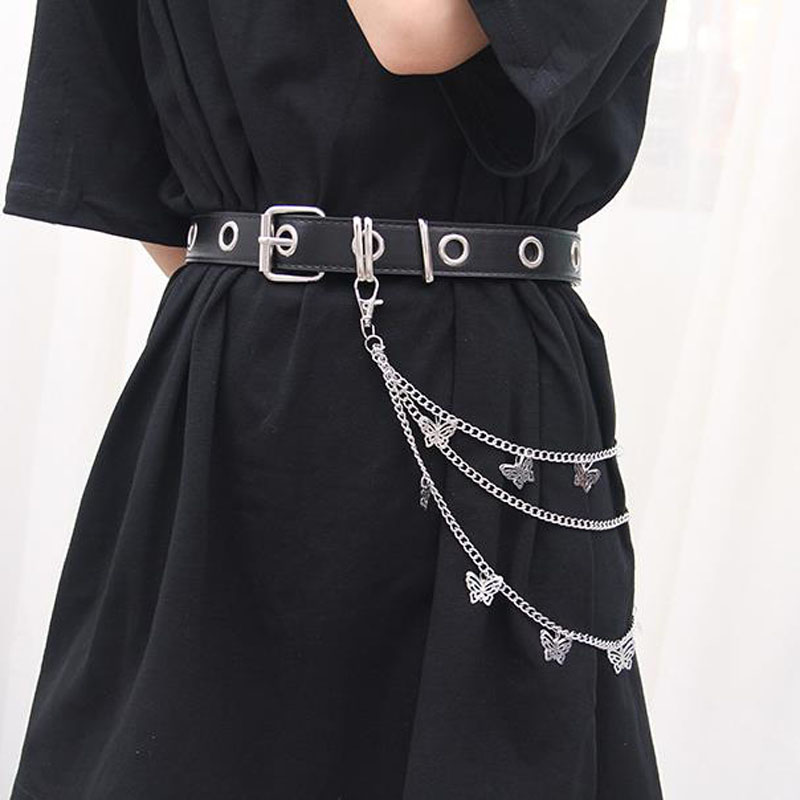 New Punk Trousers Chain Keychain for Women Pants Chains Multi Layer Belt Waist Keychains Rock Hip Hop Hook Jewelry Accessories